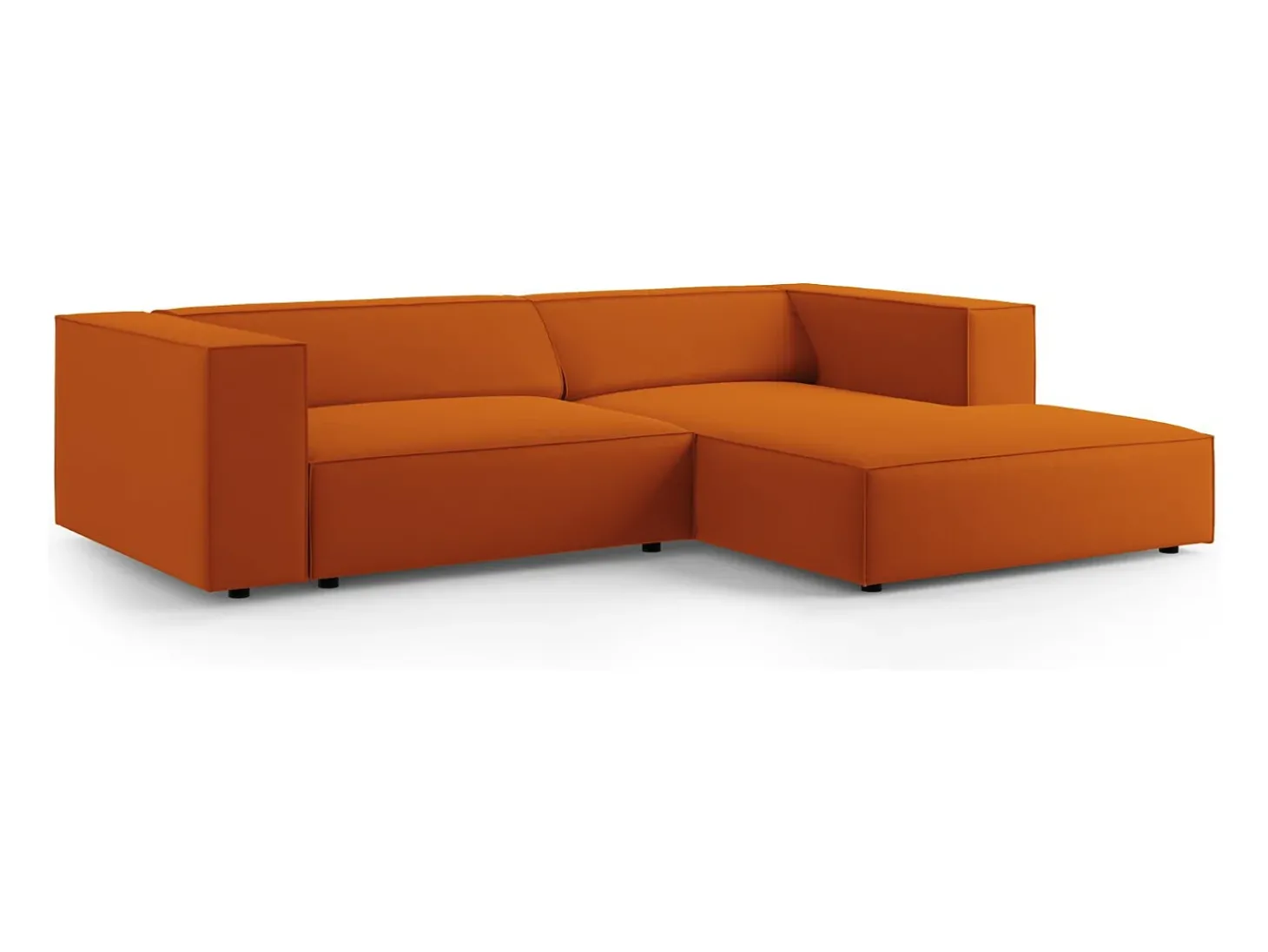 Cosmopolitan Design - Sofá de canto direito "Arendal" 3 lugares em veludo terracota - 224x166x70cm
