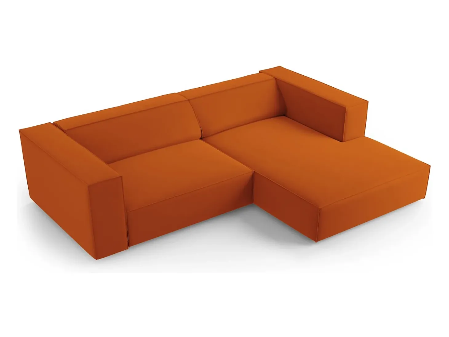 Cosmopolitan Design - Sofá de canto direito "Arendal" 3 lugares em veludo terracota - 224x166x70cm