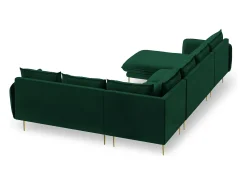 Cosmopolitan Design - Sofá de canto direito panorâmico "Vienna" 7 lugares em veludo verde garrafa - 330x235x95cm