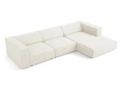 Cosmopolitan Design - Sofá de canto direito "Arendal" 4 lugares em tecido chenille com efeito canelado marfim - 284x166x70cm