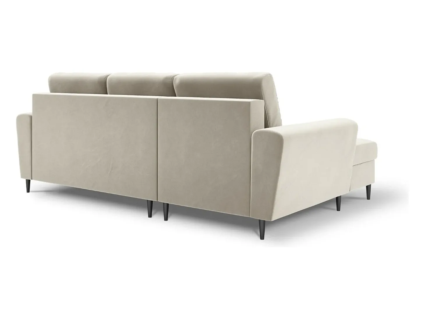 Cosmopolitan Design - Sofá convertível de canto esquerdo com caixa de arrumação "Kyoto" 4 lugares em veludo bege claro - 241x145x88cm