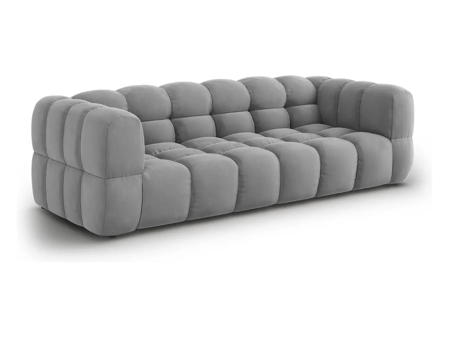 Cosmopolitan Design - Sofá modular "Sky" 4 lugares em veludo cinza claro - 244x102x75cm