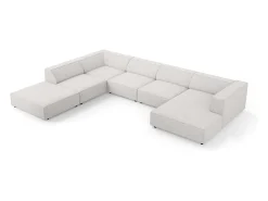 Cosmopolitan Design - Sofá de canto panorâmico à esquerda "Arendal" 7 lugares em tecido chenille cinza claro - 364x262x70cm