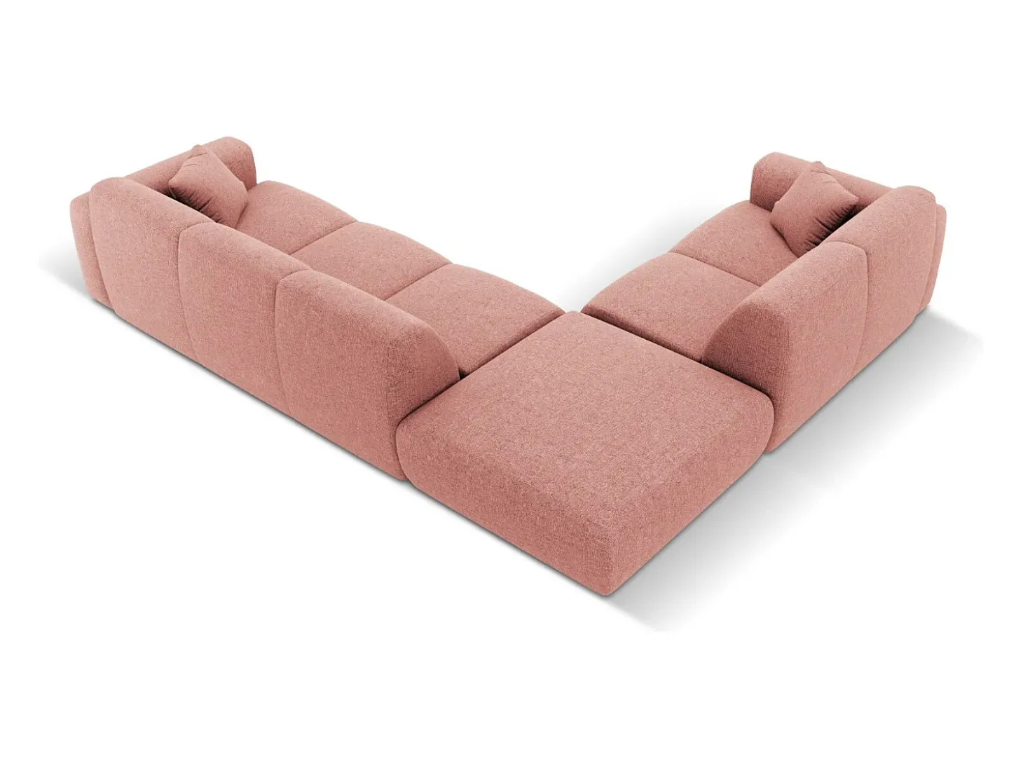 Cosmopolitan Design - Sofá de canto esquerdo "Nolio" 4 lugares em tecido chenille rosa - 315x250x72cm