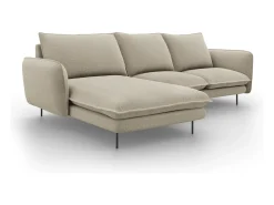 Cosmopolitan Design - Sofá de canto esquerdo "Vienna" 5 lugares em tecido estrutural bege - 255x170x95cm