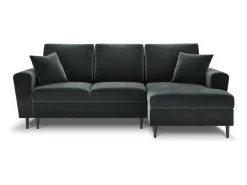 Cosmopolitan Design - Sofá convertível de canto direito com caixa de arrumação "Kyoto" 4 lugares em veludo cinza escuro - 241x145x88cm