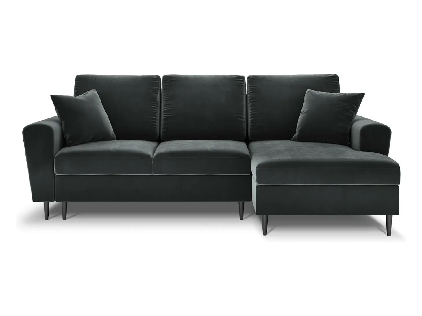 Cosmopolitan Design - Sofá convertível de canto direito com caixa de arrumação "Kyoto" 4 lugares em veludo cinza escuro - 241x145x88cm