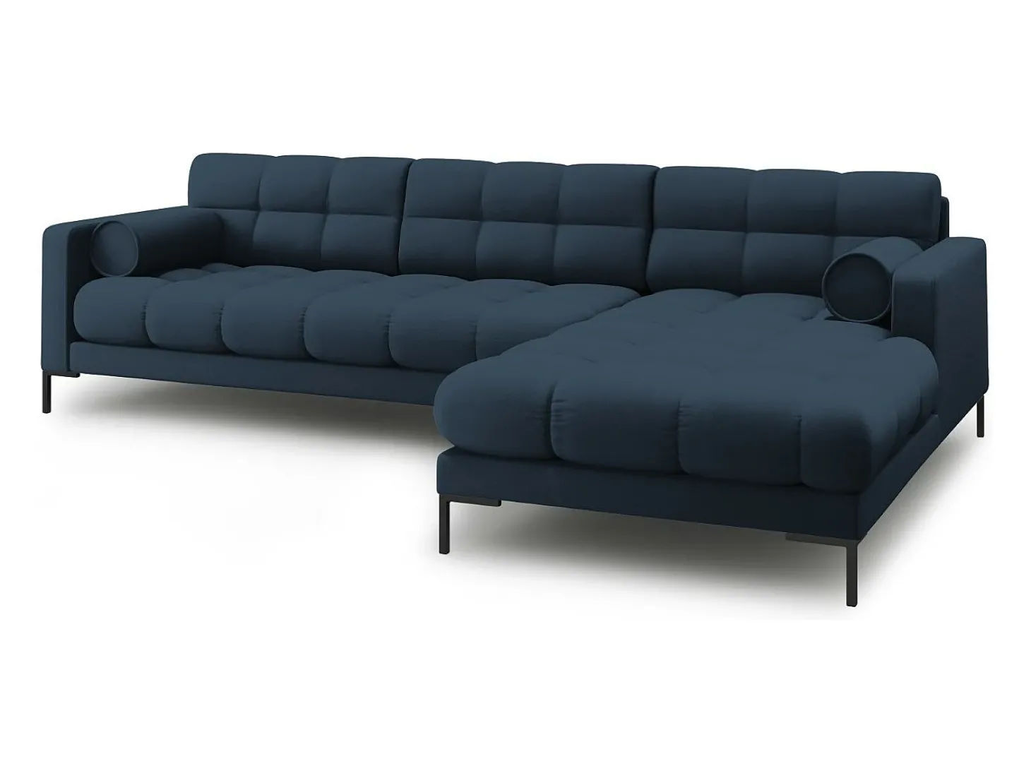 Cosmopolitan Design - Sofá de canto direito "Bali" 5 lugares em tecido estrutural azul - 293x185x75cm