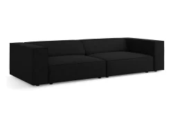 Cosmopolitan Design - Sofá "Arendal" 4 lugares em tecido chenille com efeito canelado preto - 244x102x70cm