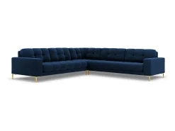 Cosmopolitan Design - Sofá de canto simétrico "Bali" 6 lugares em veludo azul real - 256x256x75cm