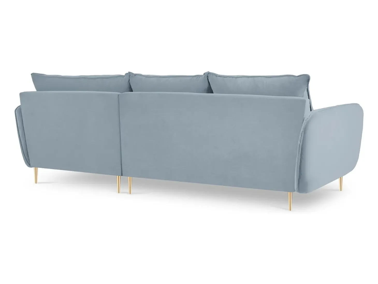 Cosmopolitan Design - Sofá de canto direito "Vienna" 5 lugares em veludo azul claro - 255x170x95cm