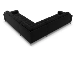 Cosmopolitan Design - Sofá de canto simétrico "Bali" 6 lugares em veludo preto - 256x256x75cm