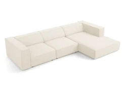 Cosmopolitan Design - Sofá de canto direito "Arendal" 4 lugares em tecido chenille bege claro - 284x166x70cm