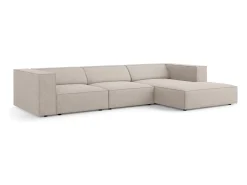 Cosmopolitan Design - Sofá de canto direito "Arendal" 4 lugares em tecido chenille com efeito canelado bege escuro - 284x166x70cm