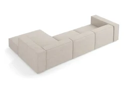 Cosmopolitan Design - Sofá de canto direito "Arendal" 4 lugares em tecido chenille com efeito canelado bege escuro - 284x166x70cm
