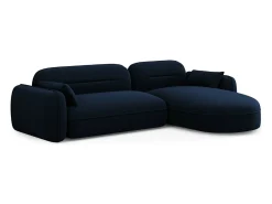 Cosmopolitan Design - Sofá modular de canto direito "Sydney" 4 lugares em veludo azul real - 275x165x70cm