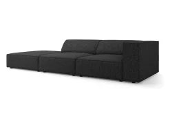 Cosmopolitan Design - Sofá esquerdo "Arendal" 4 lugares em tecido chenille preto - 262x102x70cm