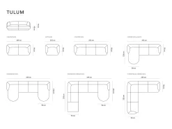 Cosmopolitan Design - Sofá panorâmico "Tulum" 5 lugares em tecido chenille cinza claro - 330x156x70cm