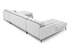 Cosmopolitan Design - Sofá panorâmico "Bali" 7 lugares em tecido estrutural cinza claro - 383x185x75cm