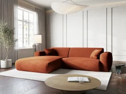 Cosmopolitan Design - Sofá de canto esquerdo "Nolio" 4 lugares em tecido chenille terracota - 235x170x72cm