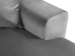 Cosmopolitan Design - Sofá panorâmico convertível esquerdo com caixa de arrumação "Kyoto" 7 lugares em veludo cinza claro - 313x194x88cm