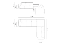 Cosmopolitan Design - Sofá de canto direito "Nolio" 4 lugares em tecido chenille bege - 315x250x72cm