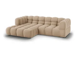 Cosmopolitan Design - Sofá modular de canto esquerdo "Sky" 3 lugares em veludo areia - 244x162x75cm