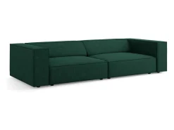 Cosmopolitan Design - Sofá "Arendal" 4 lugares em tecido chenille com efeito canelado verde garrafa - 244x102x70cm