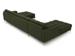 Cosmopolitan Design - Sofá panorâmico "Bali" 7 lugares em tecido estrutural verde - 383x185x75cm