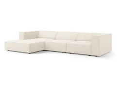 Cosmopolitan Design - Sofá de canto esquerdo "Arendal" 4 lugares em tecido chenille bege claro - 284x166x70cm
