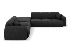 Cosmopolitan Design - Sofá de canto esquerdo "Nolio" 4 lugares em tecido chenille preto - 315x250x72cm