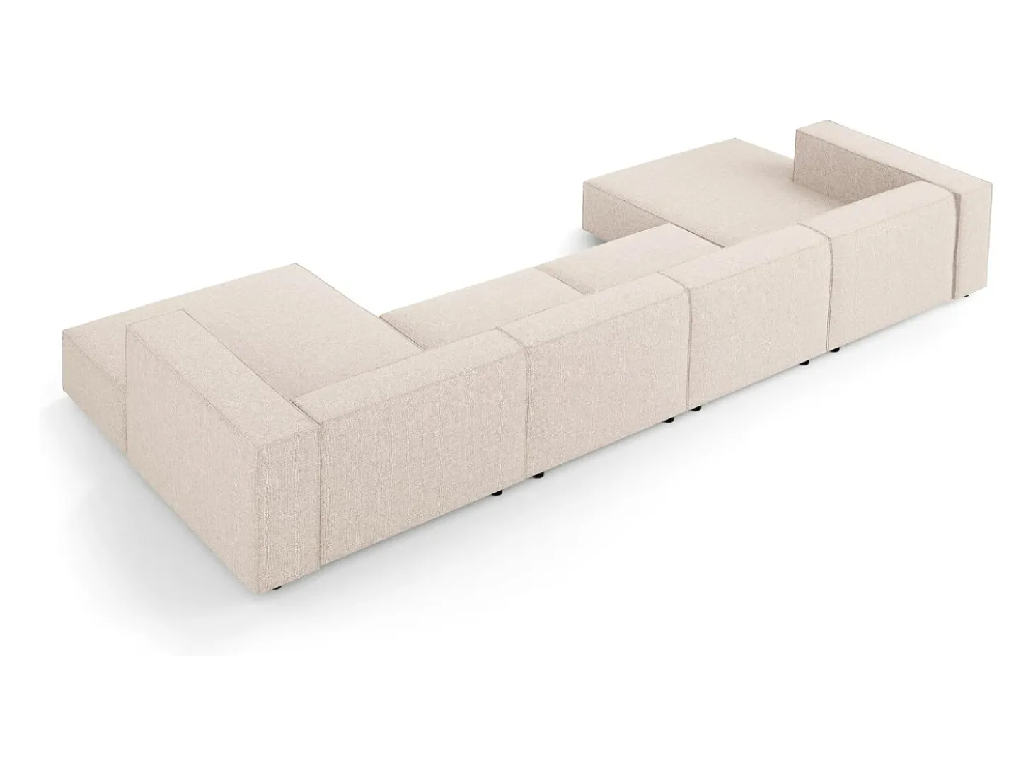 Cosmopolitan Design - Sofá panorâmico "Arendal" 6 lugares em tecido chenille bege - 364x166x70cm
