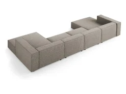 Cosmopolitan Design - Sofá panorâmico "Arendal" 6 lugares em tecido chenille cinza - 364x166x70cm