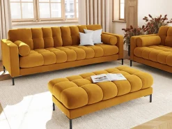 Cosmopolitan Design - Sofá "Bali" 3 lugares em veludo amarelo - 177x92x75cm