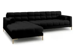 Cosmopolitan Design - Sofá de canto esquerdo "Bali" 5 lugares em tecido estrutural preto - 293x185x75cm