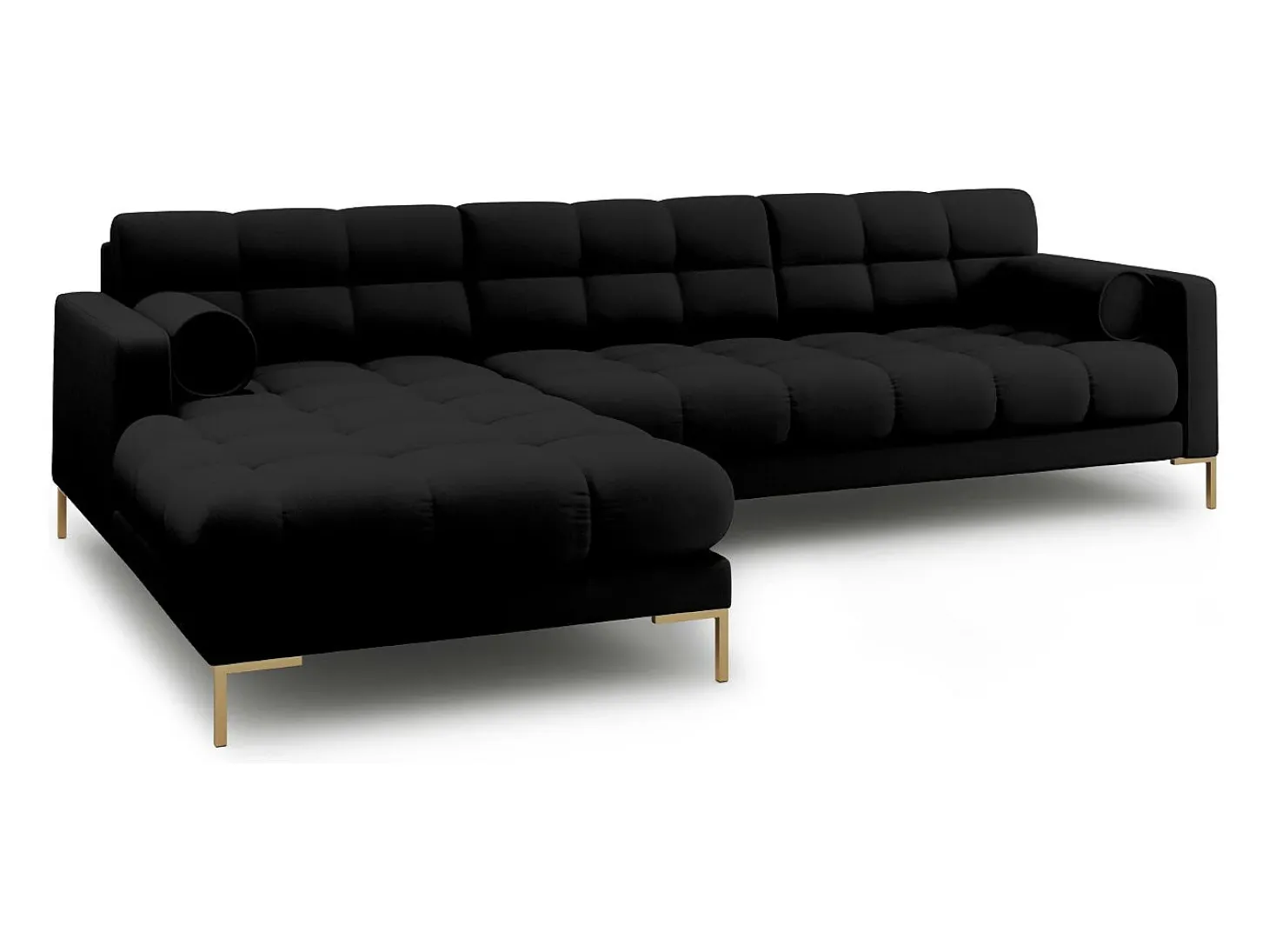 Cosmopolitan Design - Sofá de canto esquerdo "Bali" 5 lugares em tecido estrutural preto - 293x185x75cm