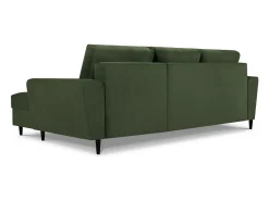Cosmopolitan Design - Sofá convertível de canto direito com caixa de arrumação "Kyoto" 4 lugares em veludo cotelê verde garrafa - 241x145x88cm