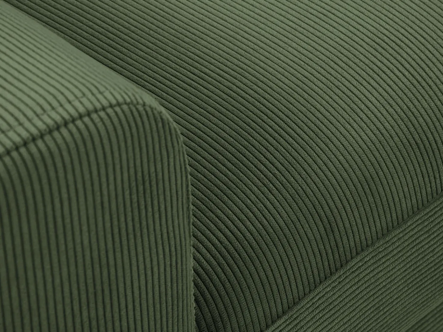 Cosmopolitan Design - Sofá convertível de canto direito com caixa de arrumação "Kyoto" 4 lugares em veludo cotelê verde garrafa - 241x145x88cm