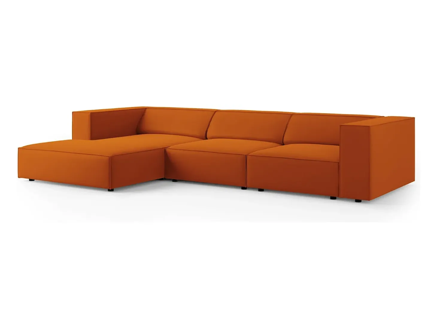 Cosmopolitan Design - Sofá de canto esquerdo "Arendal" 4 lugares em veludo terracota - 284x166x70cm