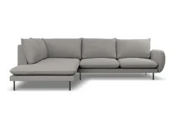 Cosmopolitan Design - Sofá de canto esquerdo "Vienna" 6 lugares em tecido bouclé cinza - 275x185x95cm