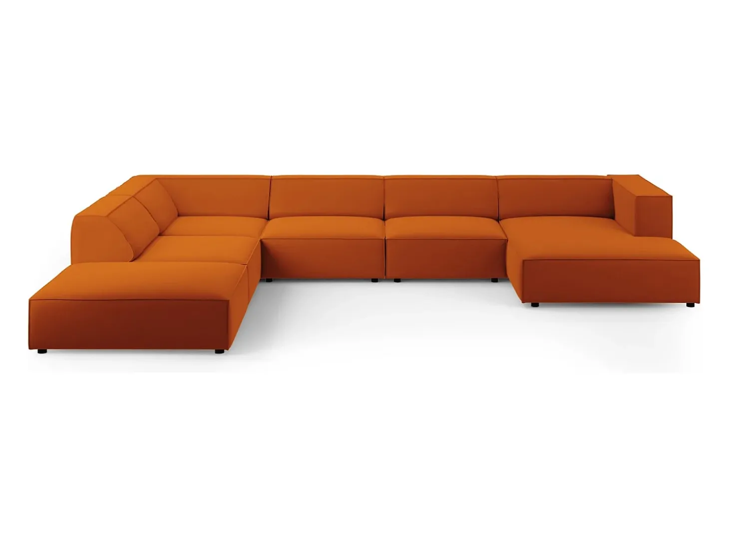 Cosmopolitan Design - Sofá de canto panorâmico à esquerda "Arendal" 7 lugares em veludo terracota - 364x262x70cm