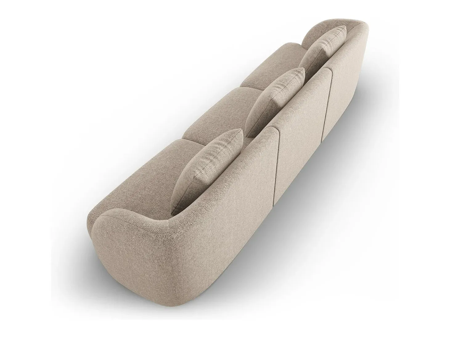Cosmopolitan Design - Sofá "Tulum" 3 lugares em tecido chenille bege - 255x90x70cm