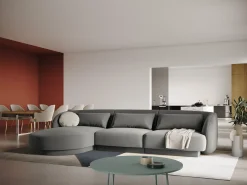 Cosmopolitan Design - Sofá de canto esquerdo "Tulum" 4 lugares em veludo cinza claro - 255x156x70cm