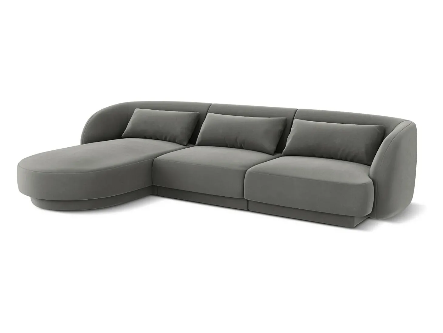 Cosmopolitan Design - Sofá de canto esquerdo "Tulum" 4 lugares em veludo cinza claro - 255x156x70cm