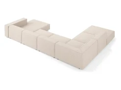 Cosmopolitan Design - Sofá de canto panorâmico à esquerda "Arendal" 7 lugares em tecido chenille bege - 364x262x70cm