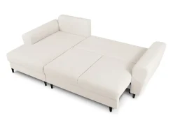 Cosmopolitan Design - Sofá convertível de canto esquerdo com caixa de arrumação "Kyoto" 4 lugares em tecido bouclé bege - 241x145x88cm