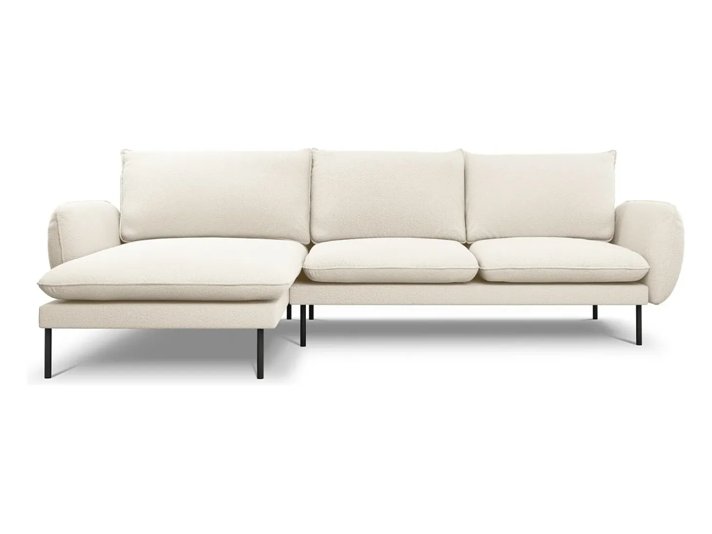 Cosmopolitan Design - Sofá de canto esquerdo "Vienna" 5 lugares em tecido bouclé bege - 255x170x95cm