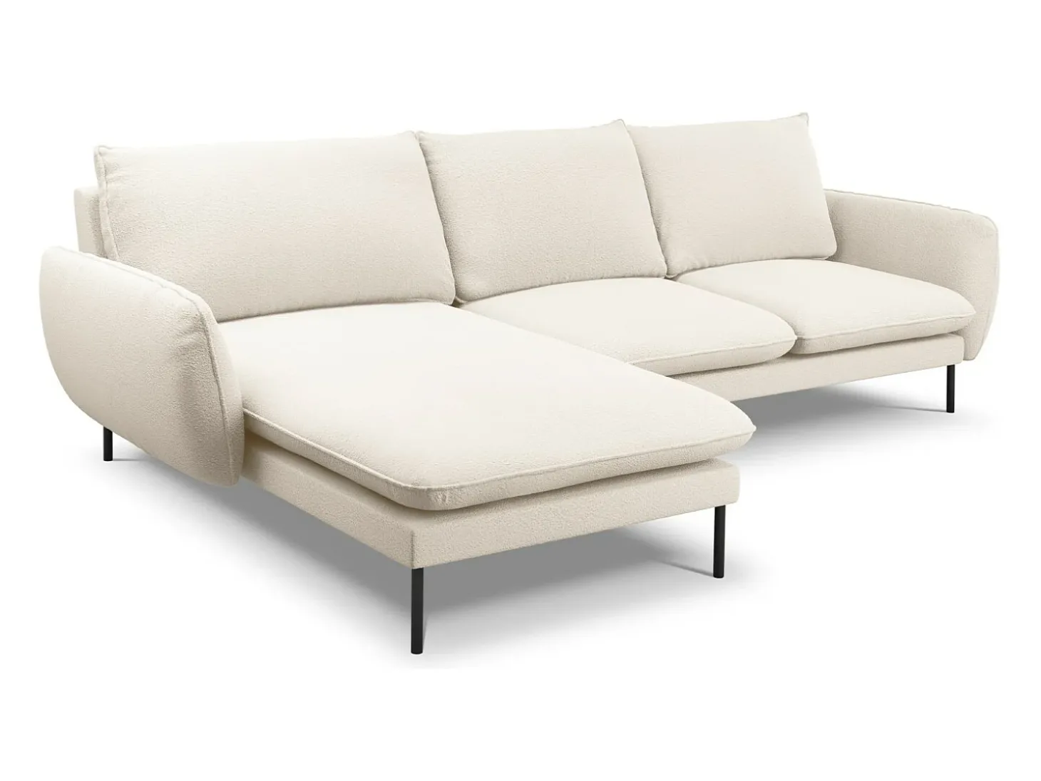 Cosmopolitan Design - Sofá de canto esquerdo "Vienna" 5 lugares em tecido bouclé bege - 255x170x95cm
