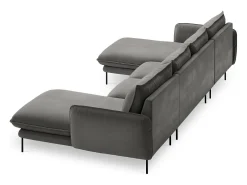 Cosmopolitan Design - Sofá panorâmico "Vienna" 6 lugares em veludo cinza claro - 350x170x95cm