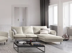 Cosmopolitan Design - Sofá de canto direito "Vienna" 5 lugares em tecido estrutural bege claro - 255x170x95cm